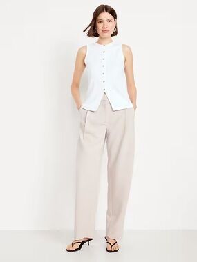 Old Navy Extra Hi Rise Taylor Wide Leg Trousers - Tan Size Small